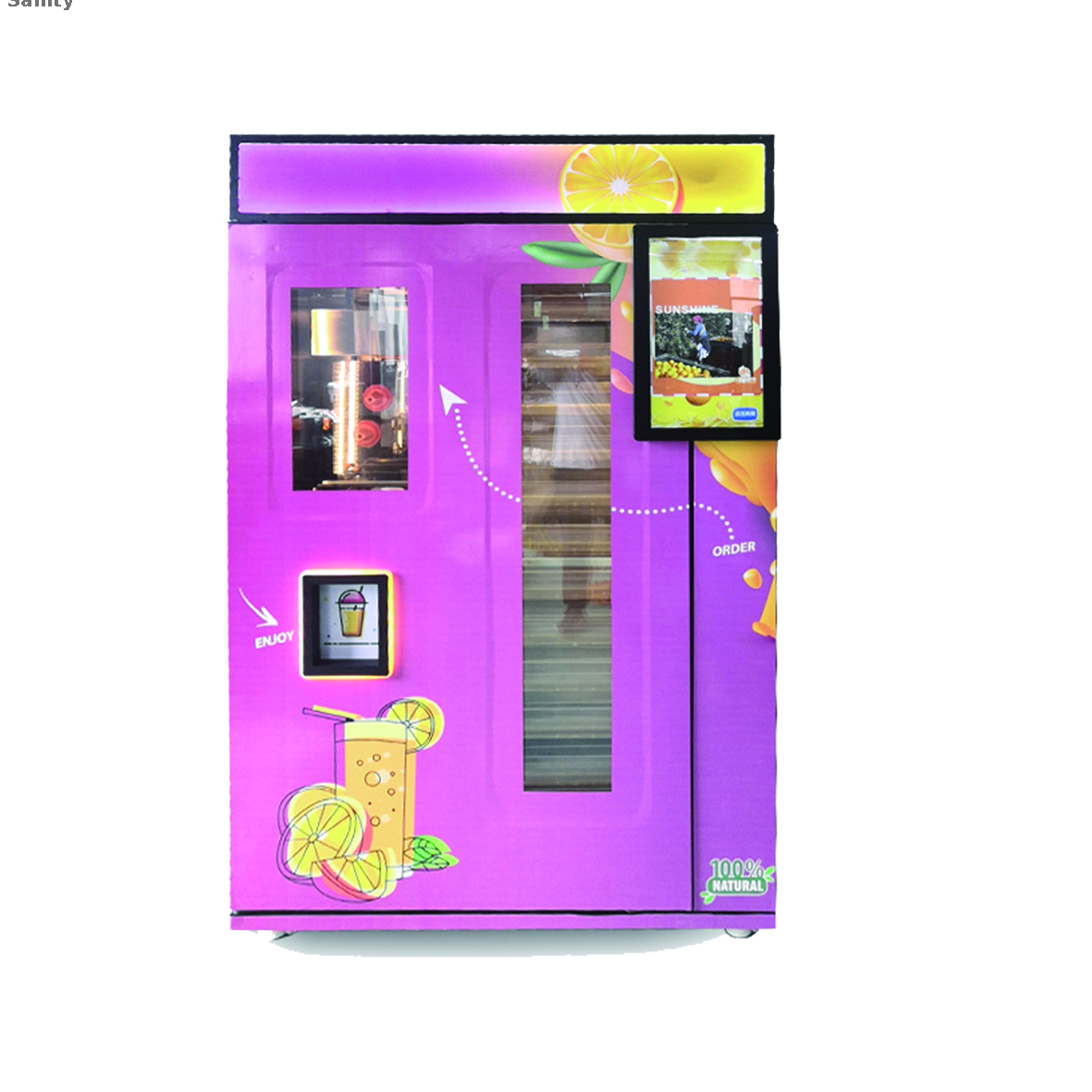 Fresh Orange Juice Vending Machine Automatic Sugar Candy Fruit Apple Live Cheap Solar Water Freezing Ice Juice Vending Machine